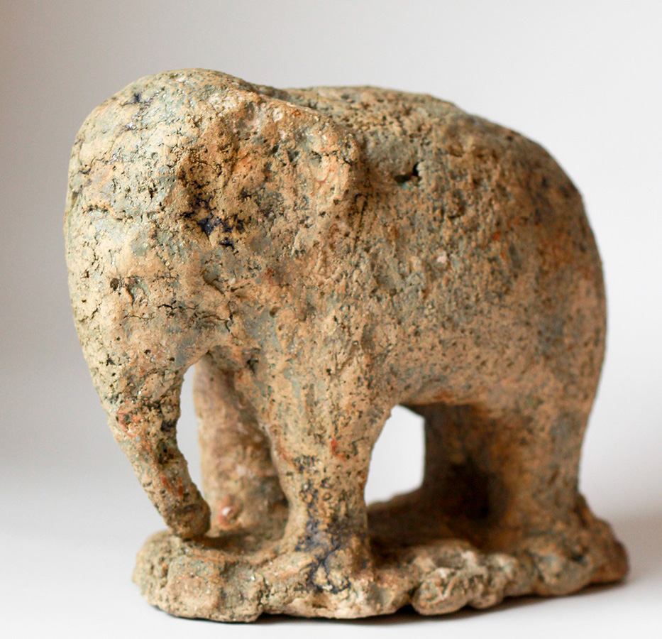 ''Индийский слон'', 2023. Каменная масса, оксиды, глазури, 30х24х18см