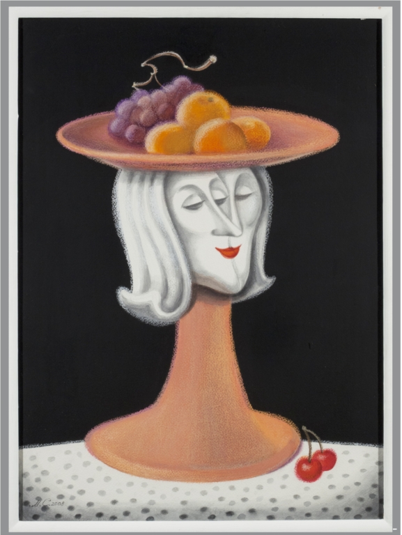 ''Дама бубновая'', 2008. Оргалит, акрил, масляная пастель, 64, 5х47 см