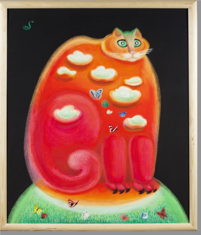 ''О кот, ты мир!'', 2010. Акрил, масляная пастель, 82,5х64 см