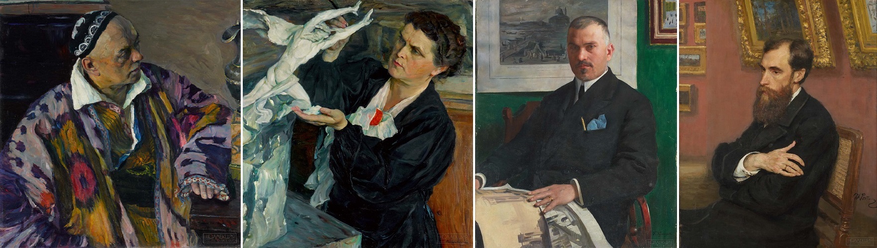 Нестеров М.В. Портрет академика архитектуры Алексея Викторовича Щусева. 1941. ГТГНестеров М.В. Портрет скульптора Веры Игнатьевны Мухиной. 1940. ГТГКустодиев Б.М. Портрет А.В. Щусева. 1917. ГТГРепин И.Е. Портрет П.М. Третьякова. 1883. ГТГ