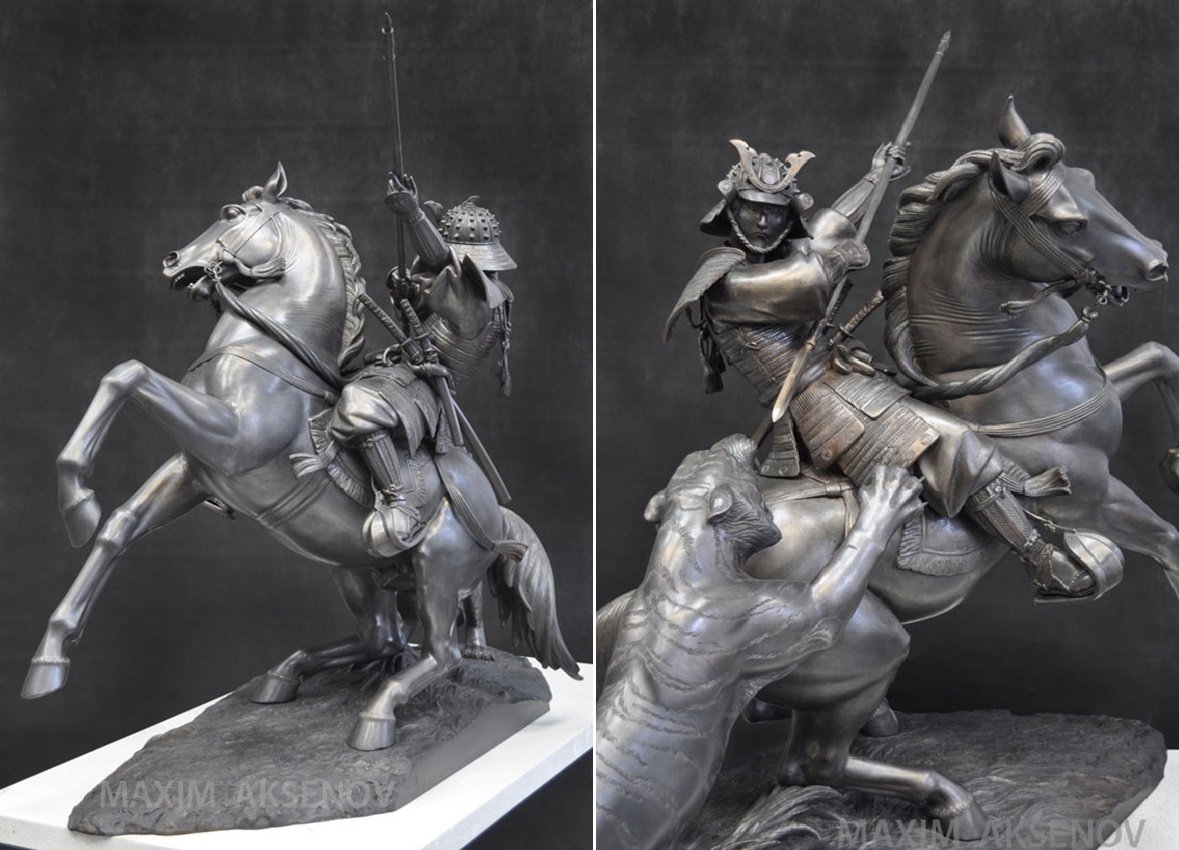 Максим Аксёнов. "Самурай" (ракурсы), 2011. Бронза, тонировка, 100х120 см. Фото из архива Максима Аксёнова