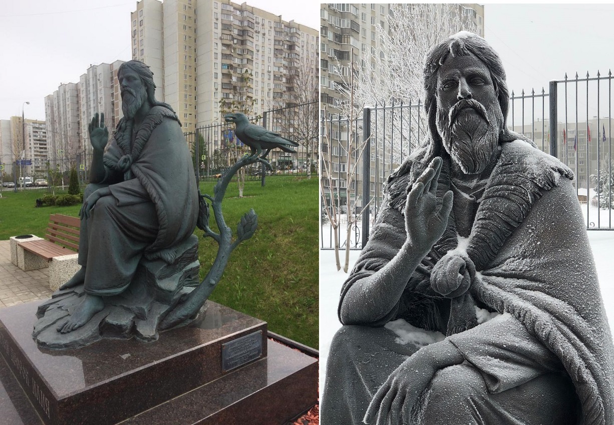 Максим Аксёнов. ''Илья Пророк'', 2020. Бронза, гранит, 220х200х200 см. Совместно с В. Корнеевым. Храм Ильи Пророка в Северном Бутово, Москва. Фото из архива Виктора Корнеева