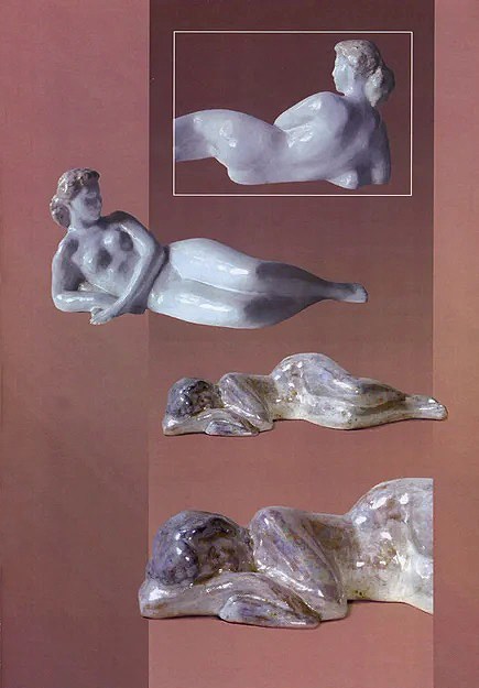 Николай Атюнин. Сверху: "Пробуждение", 1982. Майолика, 40x10x6 см; Внизу: "Сон", 1982. Майолика, 40x10x6 см. Фото из каталога "Николай Атюнин. Скульптура", 2007