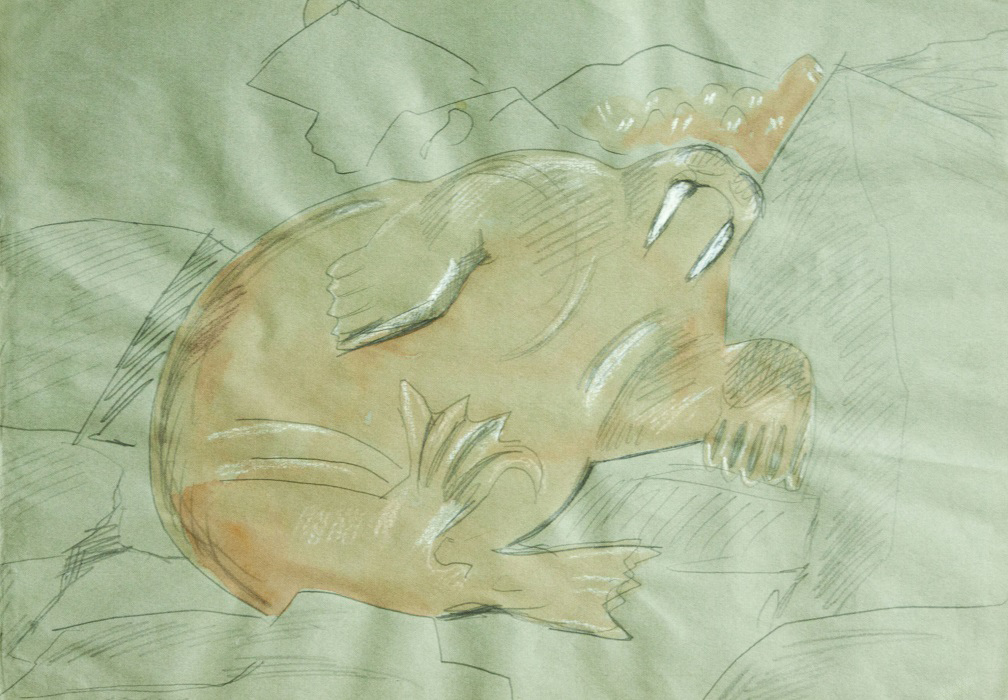''Отдыхающий морж'', 1978. Бумага, карандаш, акварель