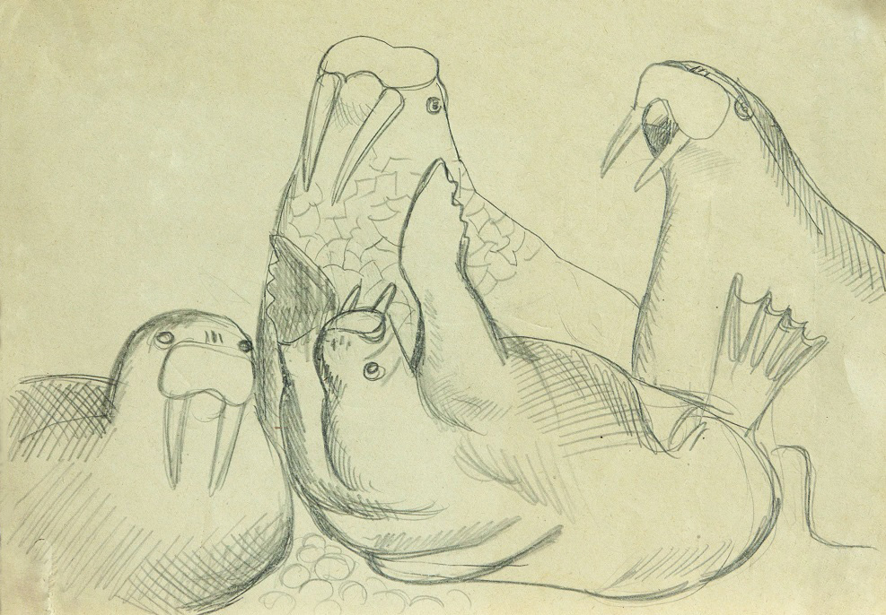 ''Моржи выясняют отношения'', 1978. Бумага, карандаш
