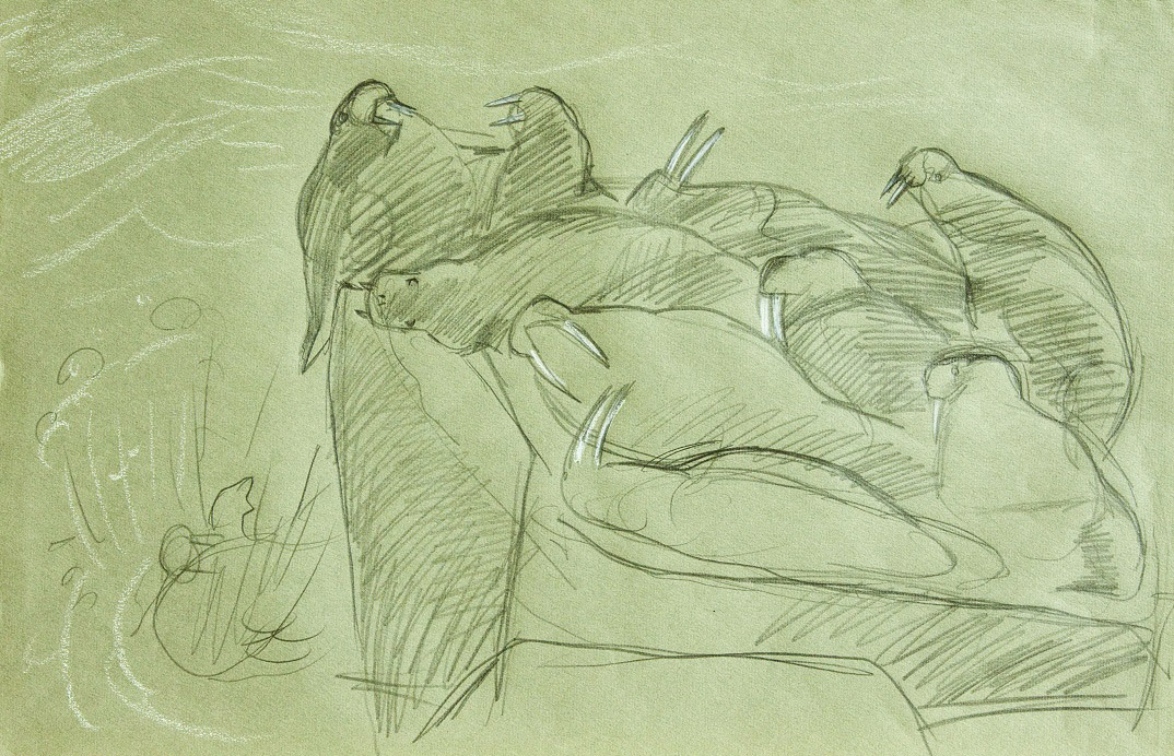 ''Крайнего моржа выдавили со скалы'', 1978. Бумага, карандаш