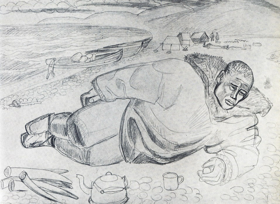 ''Чукча после охоты на моржей'', 1971. Бумага, карандаш