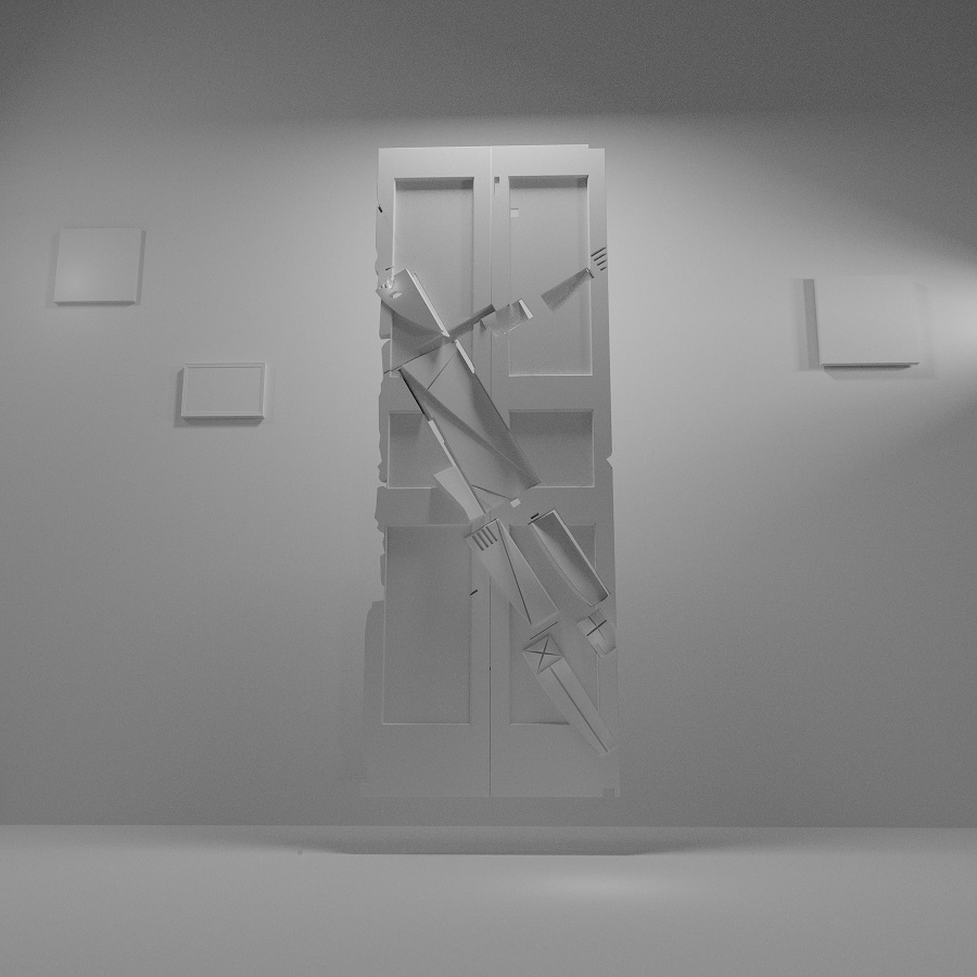 ''Ночной гость'', вариант 2 (черно-белый), 2021. Digital art, 3840x3840 px