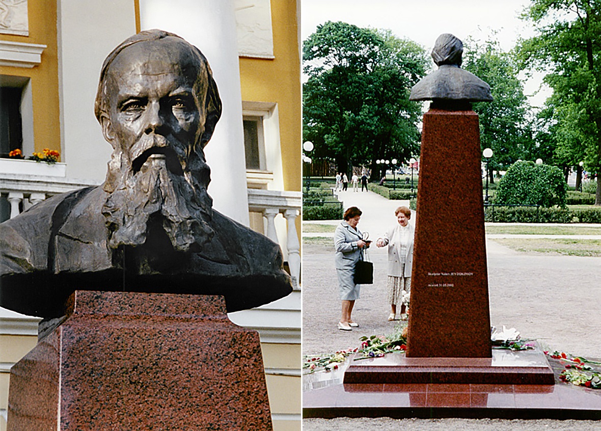 Валерий Евдокимов. Памятник Ф.М. Достоевскому (ракурсы), 2002. Гранит, высота 350 см. Таллин, Эстония. Фото: сайт Валерия Евдокимова