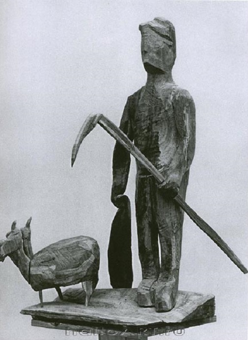 ''Пастух'', 1983. Дерево, 67х47х43 см