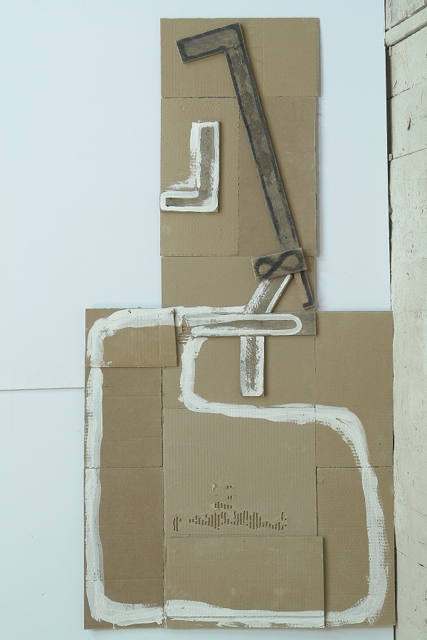 ''Воздушный бой'', 2013. Картон, краска, 150х80 см