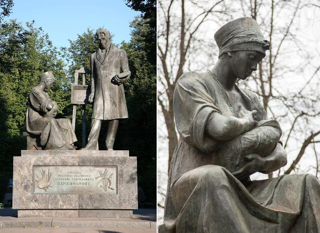 Памятник художнику Алексею Венецианову, 1980. Бронза, мрамор. Архитектор Н. Комова, скульптор О Комов.Вышний Волочек, Тверская область. Фото: ruskompas.ru