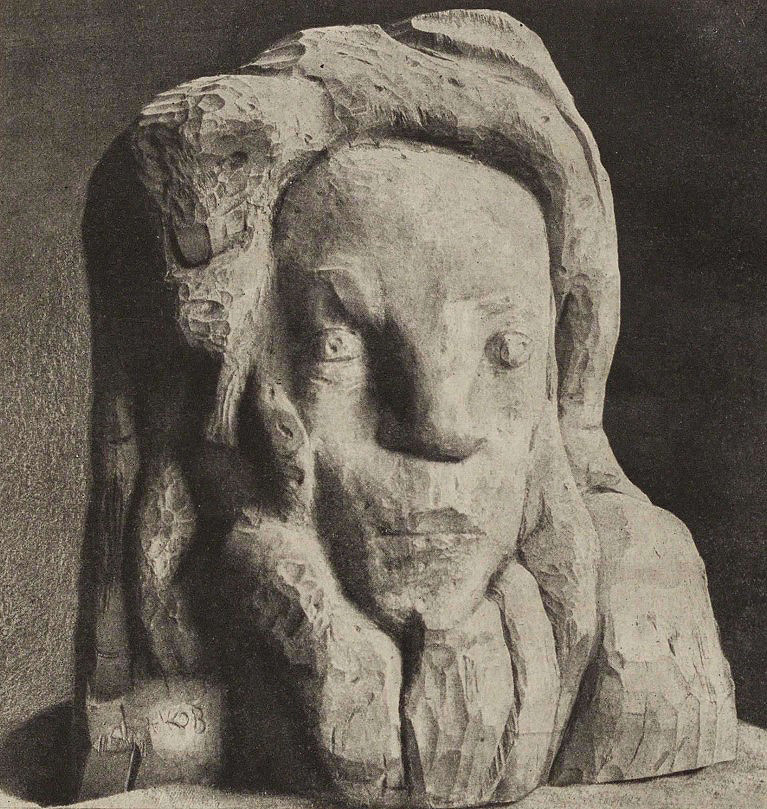 Сергей Конёнков. "Пан" (Сатир), 1915. Дерево, 55,5х41х40 см. Ярославский художественный музей. Фото из книги "С.С. Глаголь. С.Т. Конёнков", "Светозар", Петербург, 1920