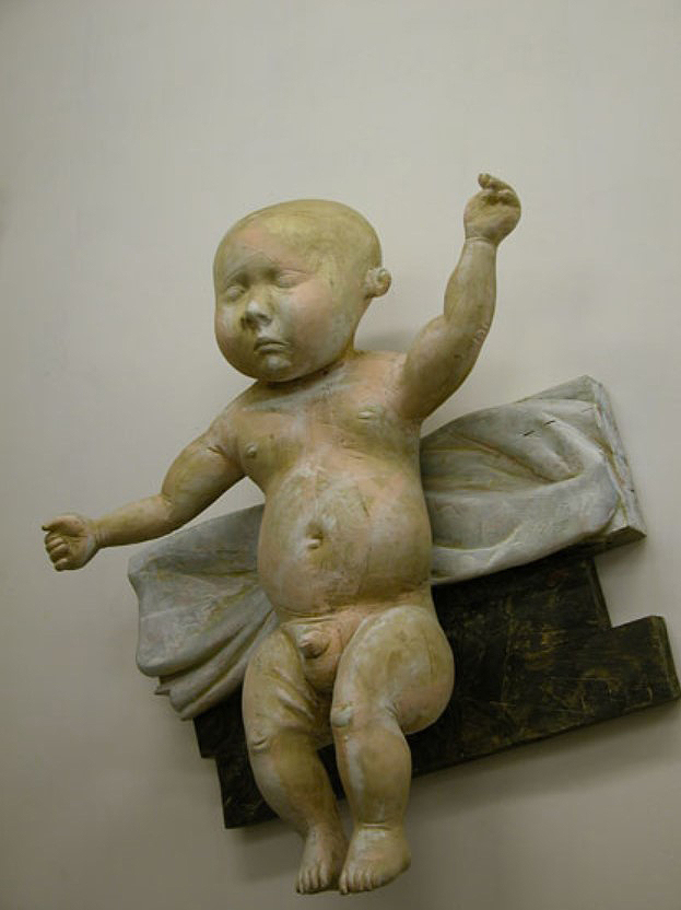 ''Черное и белое'' (Младенец), 2005. Дерево, 130х130х50 см