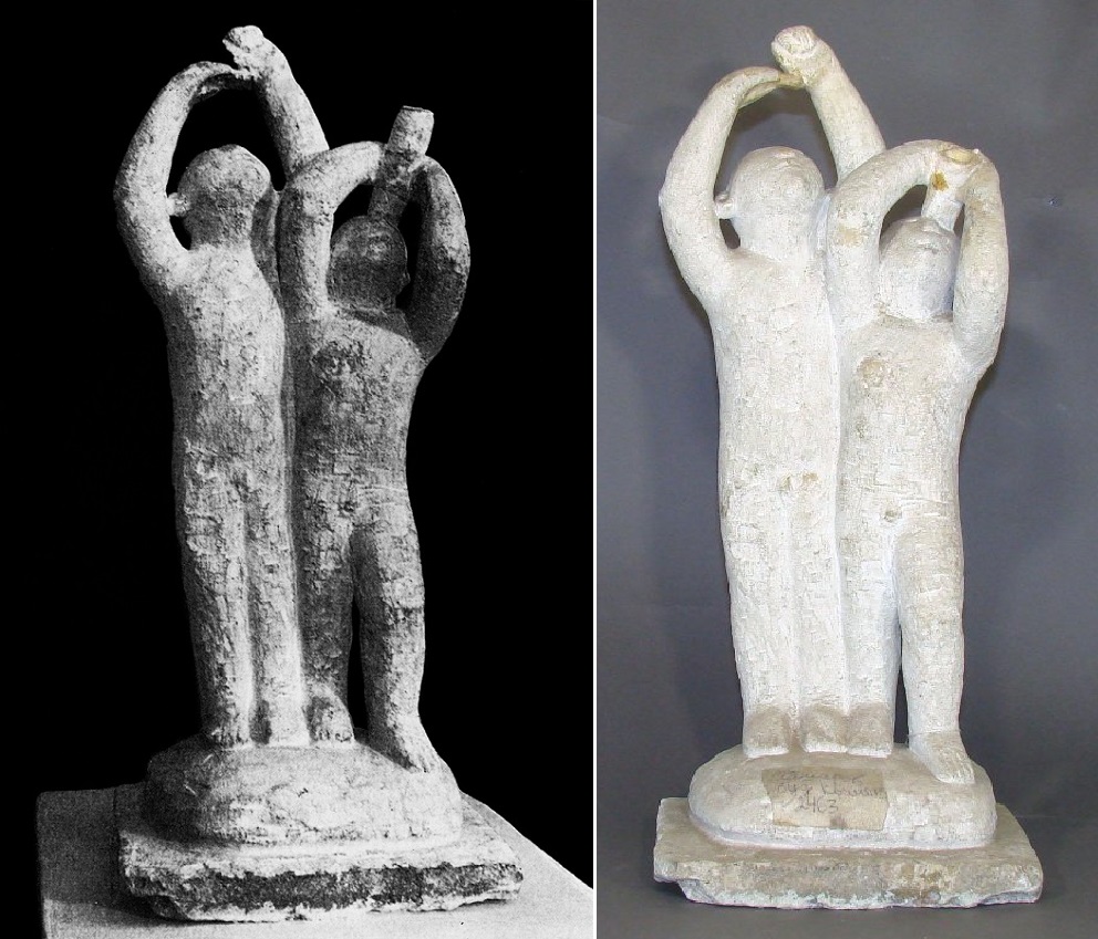 Анатолий Машаров. "Солнечное затмение", 1979. Известняк, 50х21х16 см. Государственный Русский музей, С.-Петербург. Фото (слева) Анны Рождественской