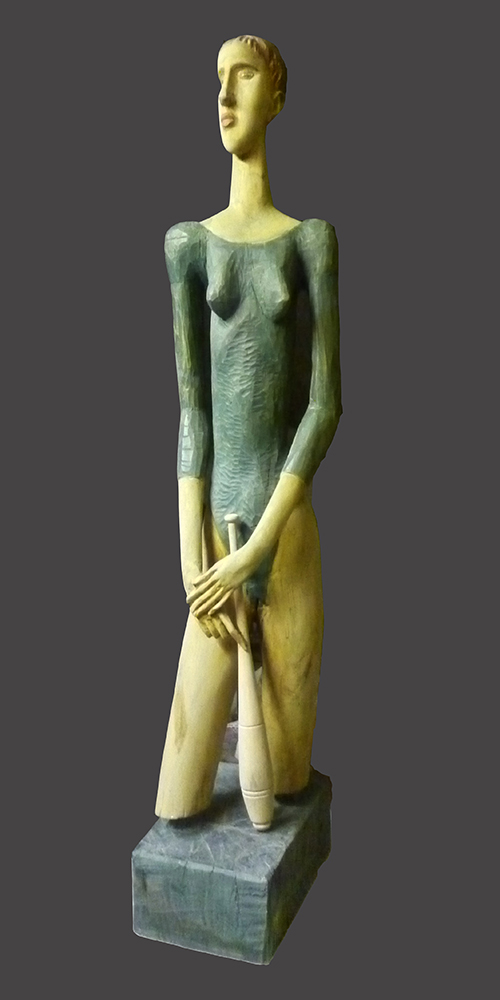 ''Гимнастка с булавой'', 2014. Дерево, акрил, 125х27х22 см