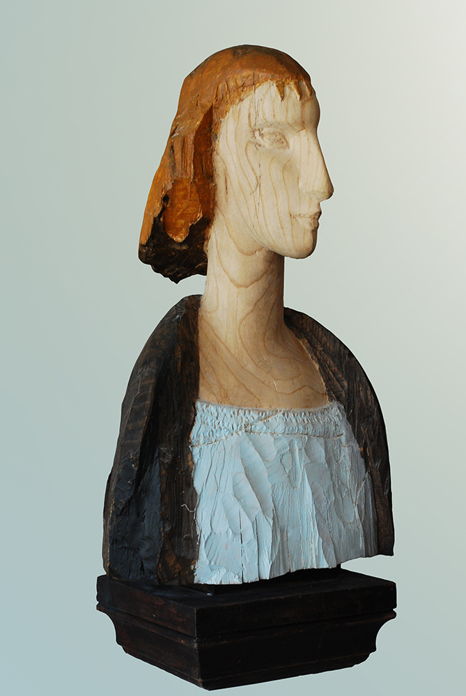 ''Памяти Модильяни'', 2008. Дерево, акрил, 58х32х35 см