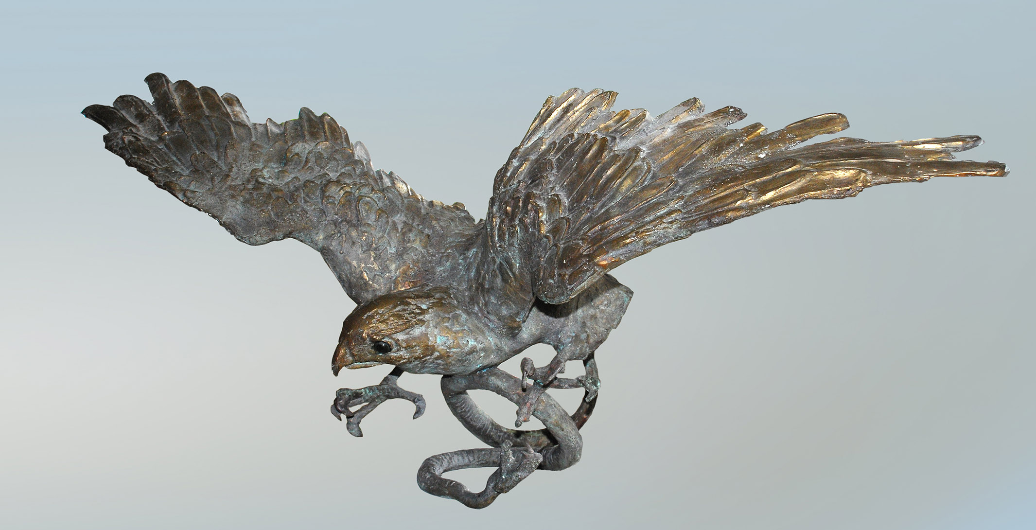 ''Орел и аспид'', 2008. Бронза, янтарь, 38х97х48 см