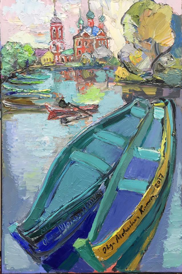 ''Лодки'', 2017. Холст, масло,  90х70 см