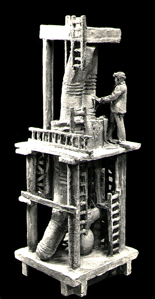 Валерия Семенова. ''Художник и модель'', 1980. Шамот, соли, 86х31х31 см