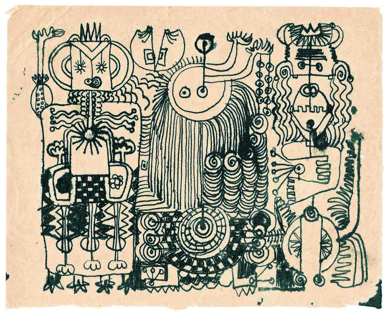 Валерия Семенова. Из серии ''Чудища'', 1969. Бумага  тушь, перо, 17х22 см
