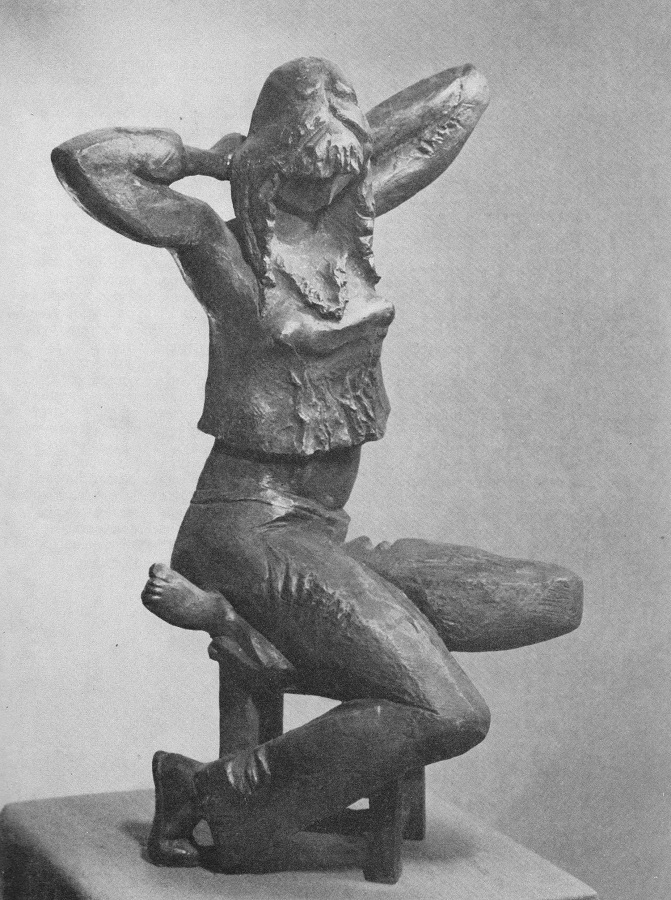 ''Девушка, сидящая на табурете'', 1977. Бронза, 53х27х27 см