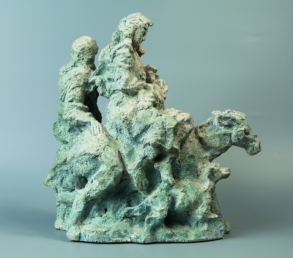 ''Бегство в Египет'', 1988. Шамот, соли, глазурь, высота 44 см