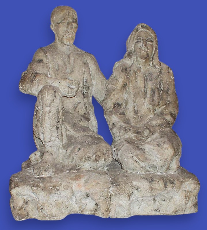 ''Cемья чабана'', 1980. Шамот, соли, 63х40х33,5 см, подставка 16х55х32 см.Государственный историко-художественный музей ''Новый Иерусалим'', Истра, Московская область