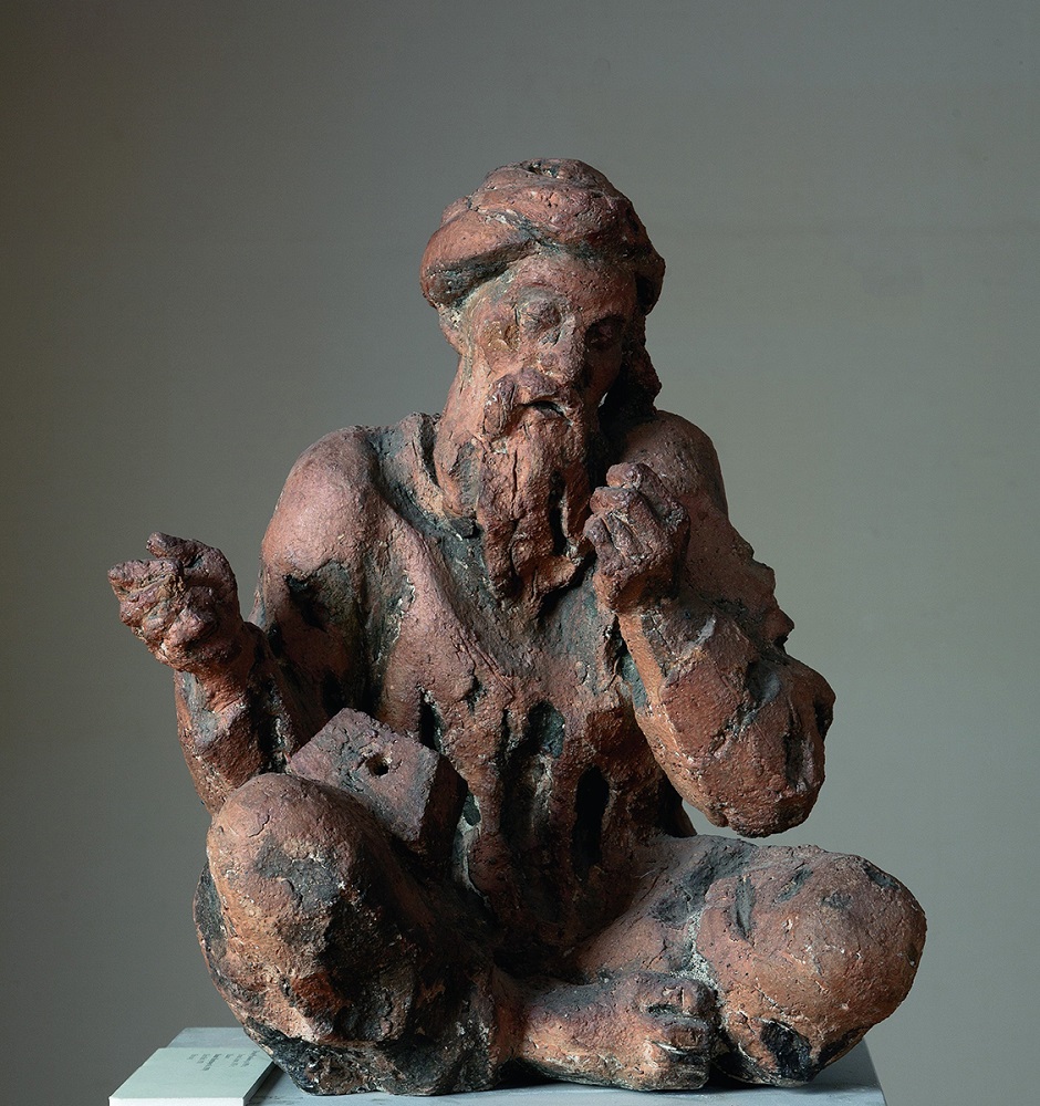 ''Акын Рахматов'', 1984. Шамот, соли, 48х36 см.Государственный музей искусства народов Востока, Москва