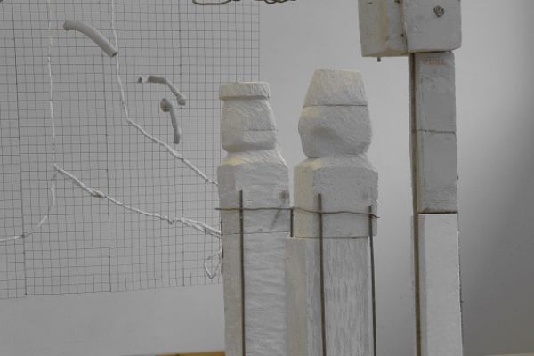 Анатолий Комелин. ''Знаки бытия''. Фрагмент экспозиции в РАХ, Москва, 2018. Фото из архива А. Комелина