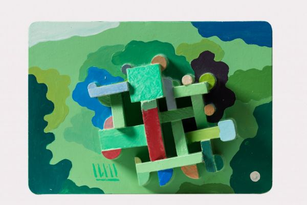 Игорь Шелковский. Рельеф из серии ''Летние дни'', 1987. Дерево, краска, 24,5х35. Фото: alinapinskygallery.com  