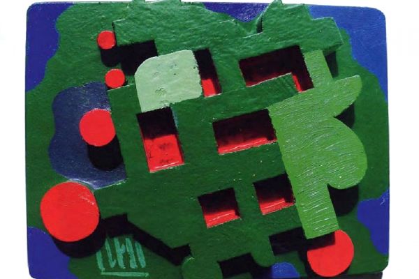 Игорь Шелковский. Рельеф из серии ''Летние дни'' 5, 1981. Дерево, краска, размеры вариативны. Фото: каталог ''Игорь Шелковский'', Мультимедийный комплекс актуальных искусств, М., 2013 