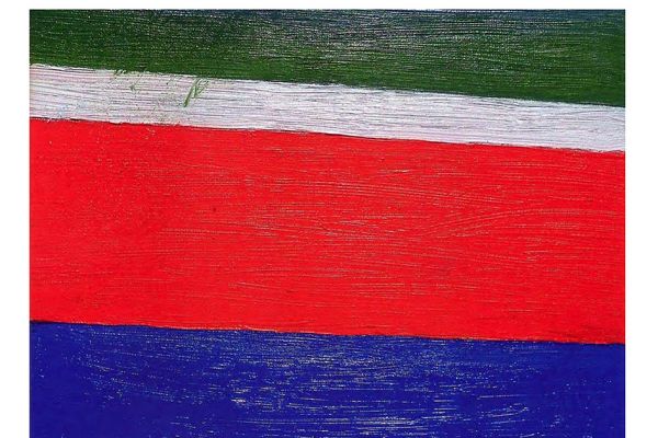 Игорь Шелковский. Из серии ''Флаги'' 6, 1990-е - 2010-е. Холст, масло, размеры вариативны.  Фото: каталог ''Игорь Шелковский'', Мультимедийный комплекс актуальных искусств, М., 2013