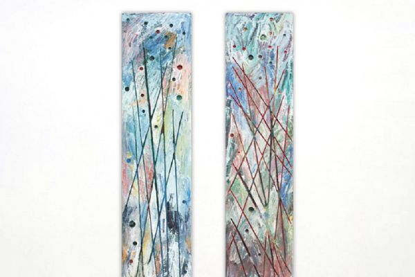 Игорь Шелковский. ''Абстрактная композиция'' I, II, 1989.  Дерево, краска, 120х29,5 см. Фото: alinapinskygallery.com