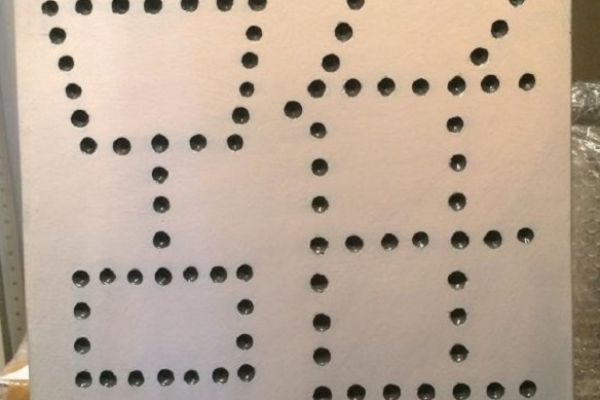 Игорь Шелковский. Из ''Японской серии'' 3,1990-1999. ДСП, акрил, масло, перфорация, 59,8х40 см. Московский музей современного искусства