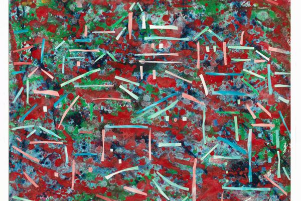 Игорь Шелковский. ''Бер-лез-Альп'', 1998. Бумага, акрил, коллаж, 50х65 см. Тульский музей изобразительных искусств