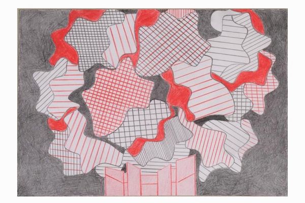 Игорь Шелковский. Из серии ''Механическое риcование'' 10, 2002-2012. Бумага, карандаши, 14,5х21 см. Государственный музейно-выставочный центр ''РОСИЗО'', Москва 