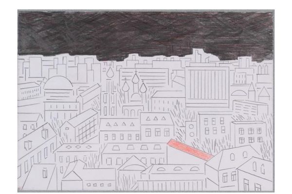 Игорь Шелковский. Из серии ''Механическое риcование'' 3, 2002-2012. Бумага, карандаши, 14,5х21 см. Государственный музейно-выставочный центр ''РОСИЗО'', Москва 