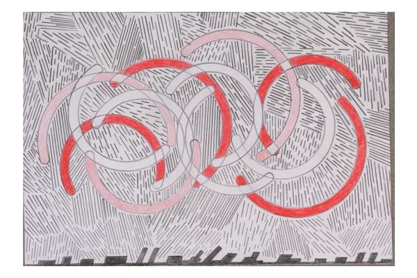 Игорь Шелковский. Из серии ''Механическое риcование'' 8, 2002-2012. Бумага, карандаши, 14,5х21 см. Государственный музейно-выставочный центр ''РОСИЗО'', Москва 