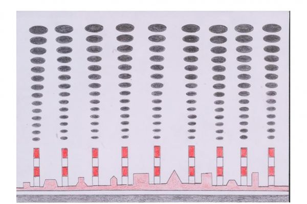 Игорь Шелковский. Из серии ''Механическое риcование'' 9, 2002-2012. Бумага, карандаши, 14,5х21 см. Государственный музейно-выставочный центр ''РОСИЗО'', Москва 