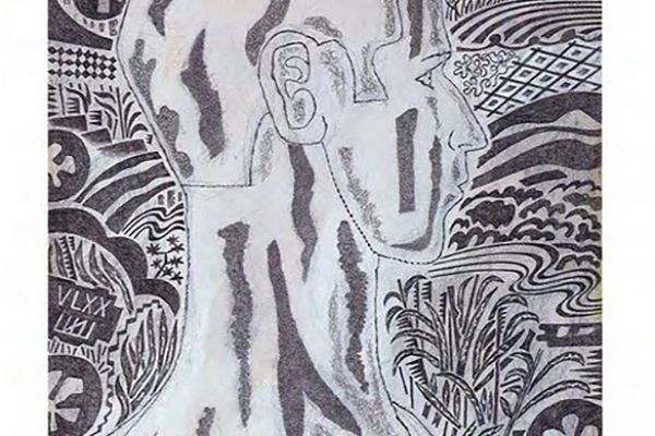 Игорь Шелковский. ''Мальчик из Переславля-Залесского'' 3,1970. Бумага, карандаш, белила, 40х28 см. Фото: каталог Игорь Шелковский'', Мультимедийный комплекс актуальных искусств, М., 2013