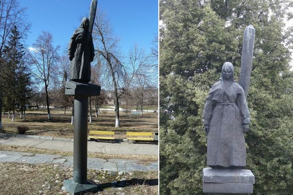 Ю.Г. и Ю.Ю. Ореховы. Повесть Н.С. Лескова ''Леди Макбет Мценского уезда'', 1980. Фрагмент памятника-ансамбля Н.С. Лескову, 1980. Бронза. Орел