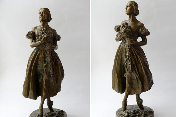 Елена Янсон-Манизер. ''Балерина Галина Уланова в партии Жизели'' (балет Адольфа Адана ''Жизель'', ГАБТ Союза ССР), 1940-е - 1950-е. Автор модели. Бронза, 45х16х16 см. Оренбургский областной музей изобразительных искусств
