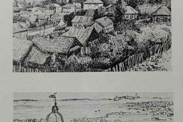 Олег Комов. Переславль-Залесский. Горицкий монастырь, 1965. Бумага, тушь, перо. Фото: журнал ''Архитектура СССР'', 1983