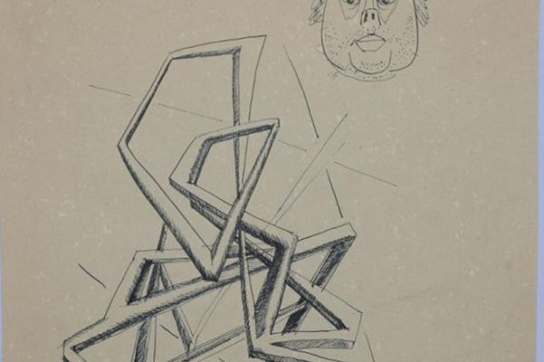 Олег Комов. Автопортрет, 1970-1975. Бумага, тушь, перо, 39х28 см. Переславль-Залесский государственный историко-архитектурный и художественный музей-заповедник, Ярославская область