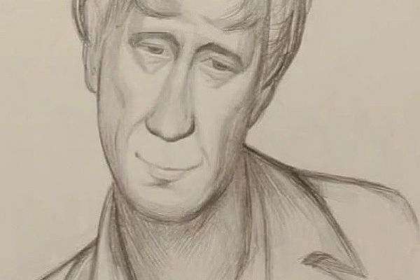 Олег Комов. Художник Иван Чуйков, 1971. Бумага, карандаш, 40х20 см. Фото: альбом ''Олег Комов'', М., ''Советский художник'', 1988.