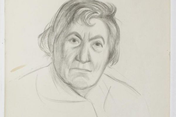 Олег Комов. Писательница Мариэтта Шагинян, 1971. Бумага, карандаш, 34,5х50 см. Государственный музейно-выставочный центр ''РОСИЗО'', Москва