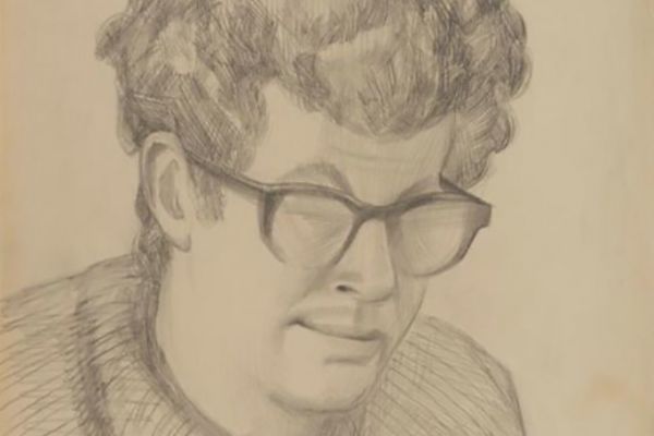 Олег Комов. Скульптор Юрий Чернов, 1972. Бумага, карандаш, 42х30,5 см; 38,5х25 (в свету). Государственный музейно-выставочный центр ''РОСИЗО'', Москва