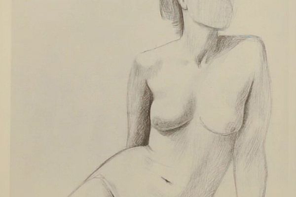 Олег Комов. Сидящая обнаженная, 1974. Бумага, карандаш, 57х46 см. Фото: альбом ''Олег Комов'', М., ''Советский художник'', 1988