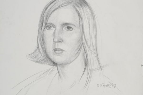 Олег Комов. Женский портрет, 1977. Бумага, карандаш, 56х45,6 см. Челябинский государственный музей изобразительных искусств